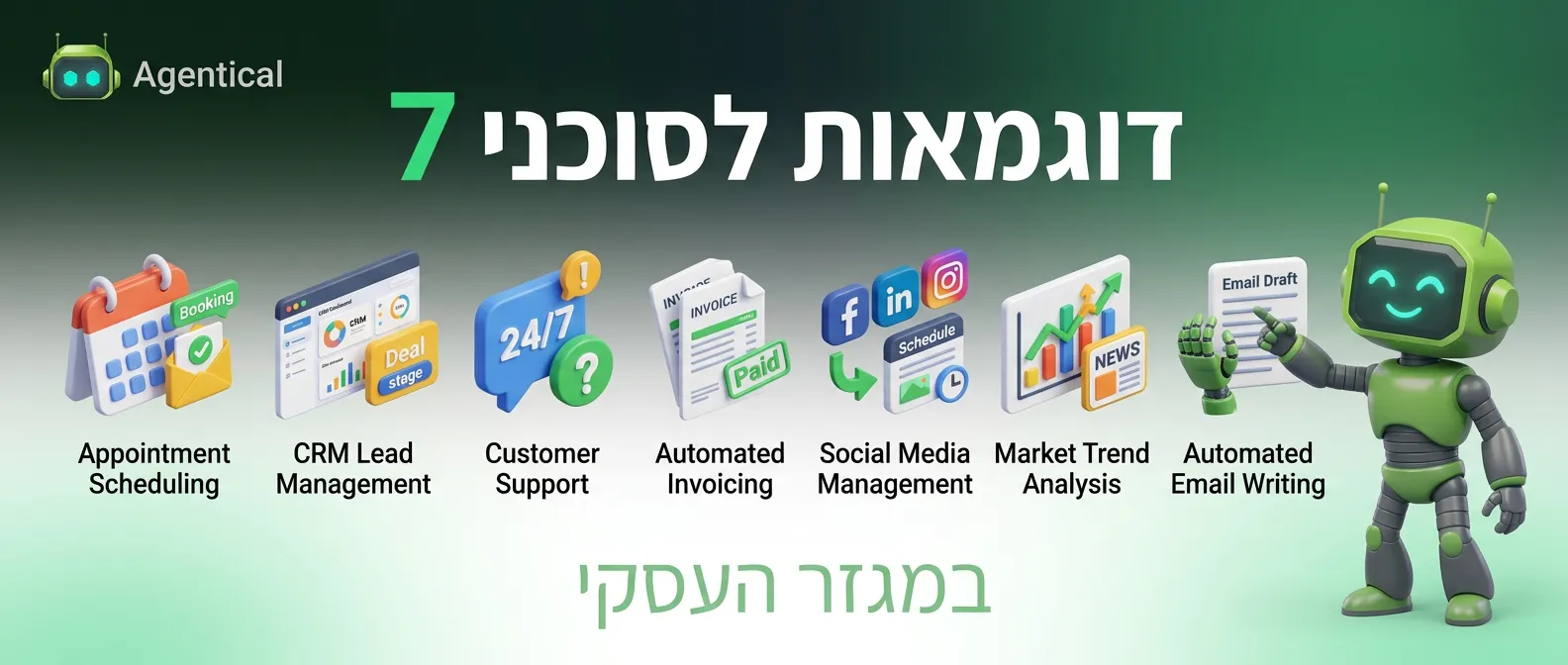 7 דוגמאות לסוכני AI שאפשר לבנות לעסק